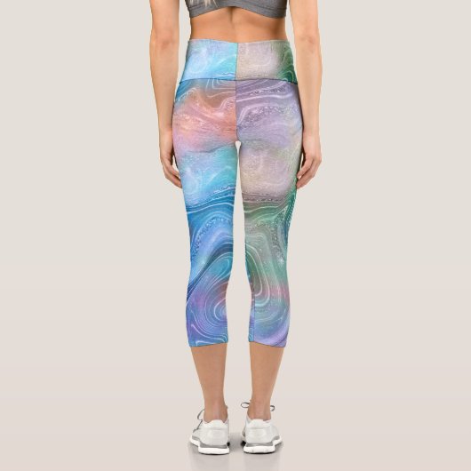 Abstrakter Stein aus flüssigem Marmor Textur Hinte Capri Leggings (Rückseite)