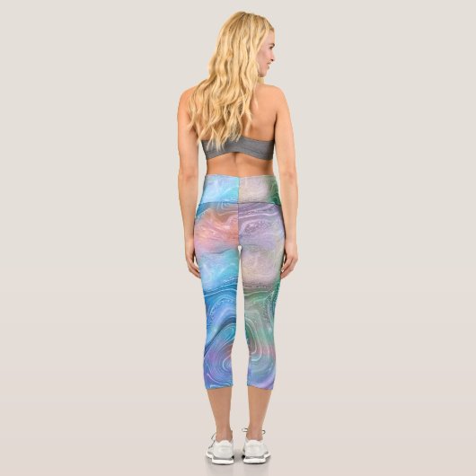 Abstrakter Stein aus flüssigem Marmor Textur Hinte Capri Leggings (Rückseite)