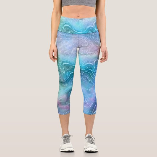 Abstrakter Stein aus flüssigem Marmor Textur Hinte Capri Leggings (Vorderseite)
