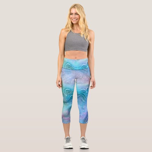 Abstrakter Stein aus flüssigem Marmor Textur Hinte Capri Leggings (Vorderseite)