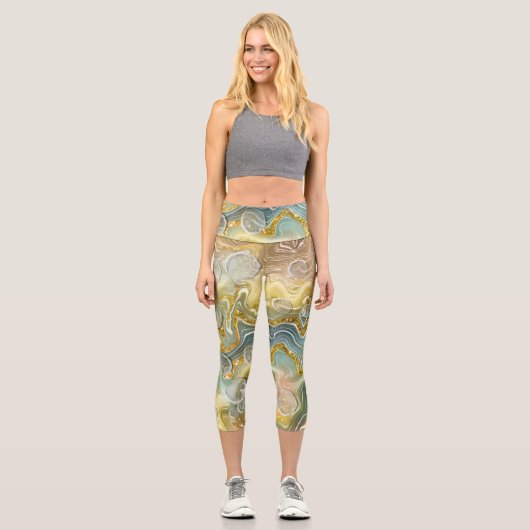 Abstrakter Stein aus flüssigem Marmor Textur Hinte Capri Leggings (Vorderseite)