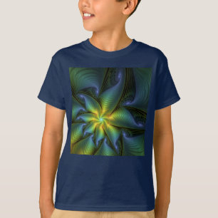 Abstrakter Stern, glänzende blaue grüne goldene Fr T-Shirt