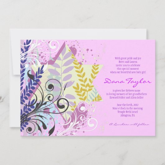 Abstrakter Stern-jüdisches Baby, das Einladung (Vorderseite)