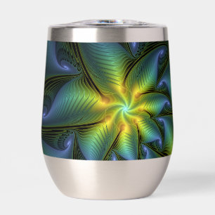 Abstrakter Stern, Shiny Blue Green Golden Fraktal 