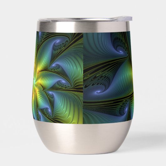 Abstrakter Stern, Shiny Blue Green Golden Fraktal (Links)