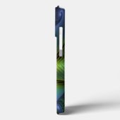 Abstrakter Stern, Shiny Blue Green Golden Fraktal  Case-Mate iPhone Hülle (Rückseite / Links)