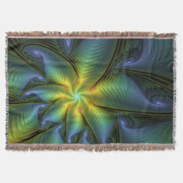 Abstrakter Stern, Shiny Blue Green Golden Fraktal Decke