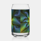 Abstrakter Stern, Shiny Blue Green Golden Fraktal  Dosenglas (Rechts)