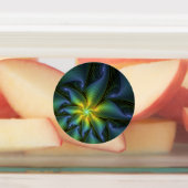 Abstrakter Stern, Shiny Blue Green Golden Fraktal Etiketten (Befestigt)