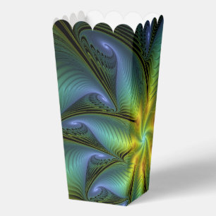 Abstrakter Stern, Shiny Blue Green Golden Fraktal  Geschenkschachtel