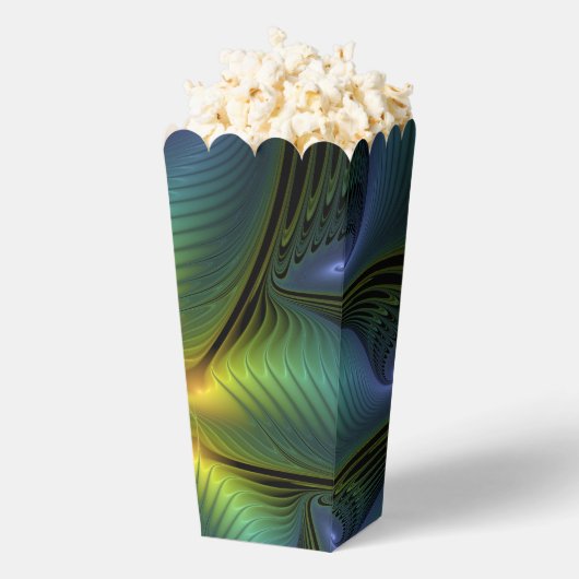 Abstrakter Stern, Shiny Blue Green Golden Fraktal Geschenkschachtel (Geplatzt)