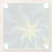 Abstrakter Stern, Shiny Blue Green Golden Fraktal Glasuntersetzer (Rückseite)