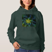 Abstrakter Stern, Shiny Blue Green Golden Fraktal  Hoodie (Vorderseite)