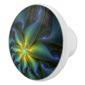 Abstrakter Stern, Shiny Blue Green Golden Fraktal Keramikknauf (Rechts)