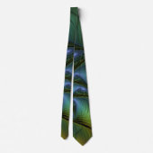 Abstrakter Stern, Shiny Blue Green Golden Fraktal Krawatte (Rückseite)