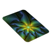 Abstrakter Stern, Shiny Blue Green Golden Fraktal  Magnet (Rechte Seite)