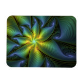 Abstrakter Stern, Shiny Blue Green Golden Fraktal  Magnet (Horizontal)