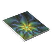 Abstrakter Stern, Shiny Blue Green Golden Fraktal  Notizblock (angewinkelt)