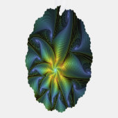 Abstrakter Stern, Shiny Blue Green Golden Fraktal  Ornament Karte (Rechts)