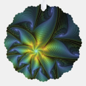 Abstrakter Stern, Shiny Blue Green Golden Fraktal  Ornament Karte (Rückseite)