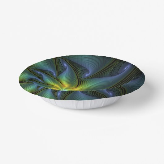 Abstrakter Stern, Shiny Blue Green Golden Fraktal Pappteller (Gewinkelt)