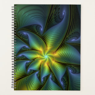 Abstrakter Stern, Shiny Blue Green Golden Fraktal Planer