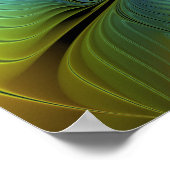 Abstrakter Stern, Shiny Blue Green Golden Fraktal Poster (Ecke)