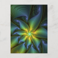 Abstrakter Stern, Shiny Blue Green Golden Fraktal