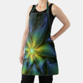 Abstrakter Stern, Shiny Blue Green Golden Fraktal Schürze (InSitu)