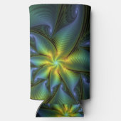 Abstrakter Stern, Shiny Blue Green Golden Fraktal Selters Dosenkühler (Rückseite)