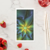 Abstrakter Stern, Shiny Blue Green Golden Fraktal Serviette (Beispiel)