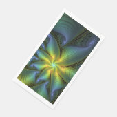 Abstrakter Stern, Shiny Blue Green Golden Fraktal Serviette (Ecke)