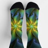 Abstrakter Stern, Shiny Blue Green Golden Fraktal  Socken (Oben)