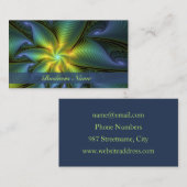 Abstrakter Stern, Shiny Blue Green Golden Fraktal Visitenkarte (Vorne/Hinten)