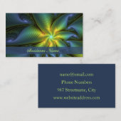 Abstrakter Stern, Shiny Blue Green Golden Fraktal Visitenkarte (Vorne/Hinten)