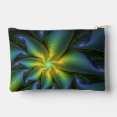 Abstrakter Stern, Shiny Blue Green Golden Fraktal Zubehörtasche (Rückseite)