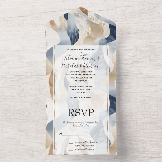 Abstrakter Strand am Blue Cream Sea Sand Ocean All In One Einladung (Innen Boden)