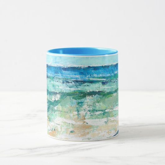 Abstrakter Strand Aquamarin Art Tasse (Zentrum)
