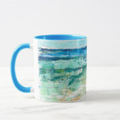 Abstrakter Strand Aquamarin Art Tasse (Links)