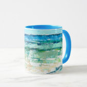 Abstrakter Strand Aquamarin Art Tasse (VorderseiteRechts)