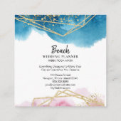 *~* abstrakter Strand-blaue rosa Quadratische Visitenkarte (Rückseite)