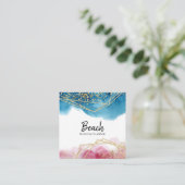 *~* abstrakter Strand-blaue rosa Quadratische Visitenkarte (Stehend Vorderseite)