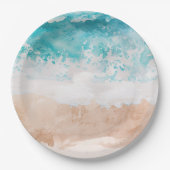 Abstrakter Strand mit Aquarellfarbe Pappteller (Vorderseite)