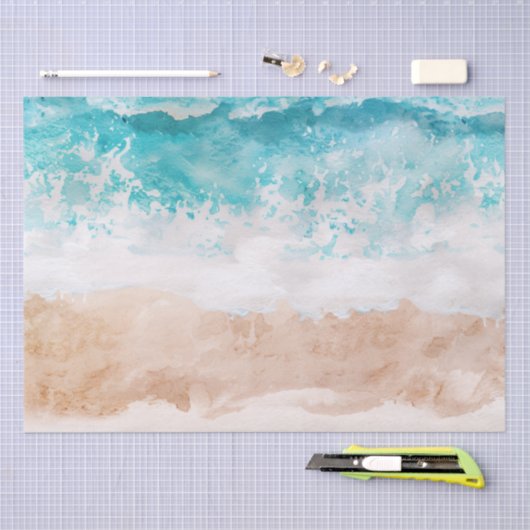 Abstrakter Strand mit Aquarellfarbe Seidenpapier (Handwerk)