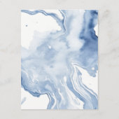 Abstrakter Strand mit blauer Küste - Hochzeitsdeta Begleitkarte (Rückseite)