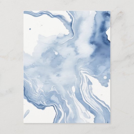 Abstrakter Strand mit blauer Küste - Hochzeitsdeta Begleitkarte (Rückseite)