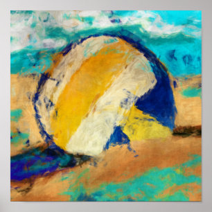 Abstrakter Strand-Volleyball Poster
