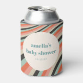 Abstrakter Streifen Aqua Peach Custom Baby Dusche Dosenkühler (Kanne Vorderseite)
