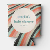 Abstrakter Streifen Aqua Peach Custom Baby Dusche Dosenkühler (Vorderseite)