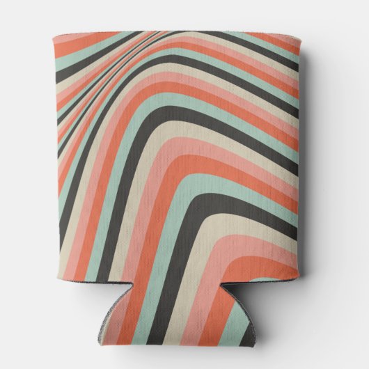 Abstrakter Streifen Aqua Peach Custom Baby Dusche Dosenkühler (Rückseite)